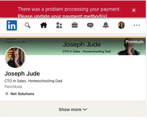 LinkedIn Error After Cancelling