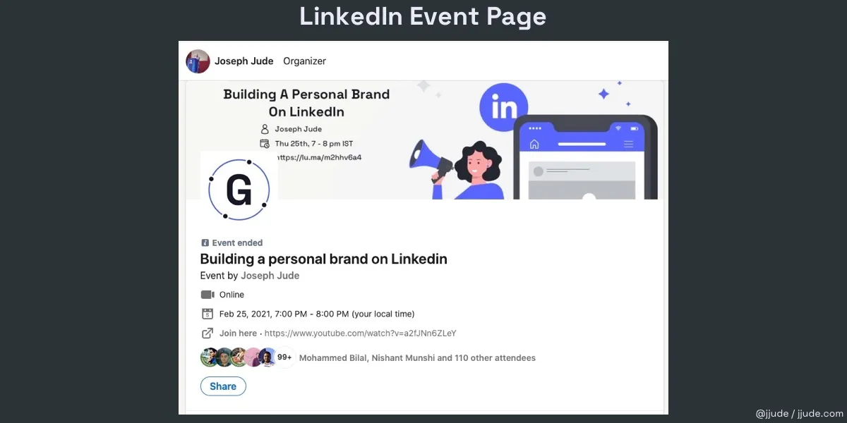 Linkedin Event Page