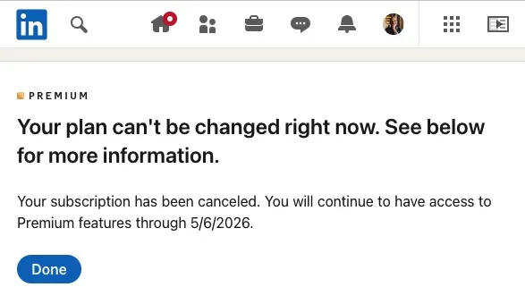 LinkedIn Premium Canceled