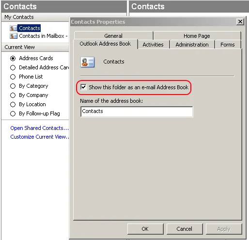 Outlook Contacts