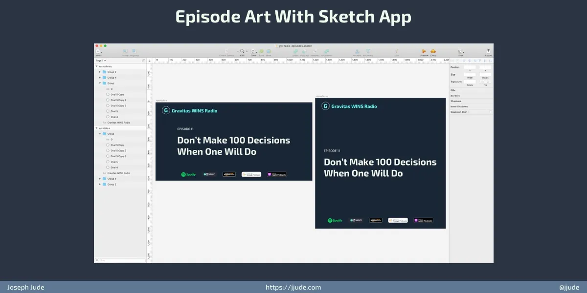 Podcast episode media creation with Sketch App